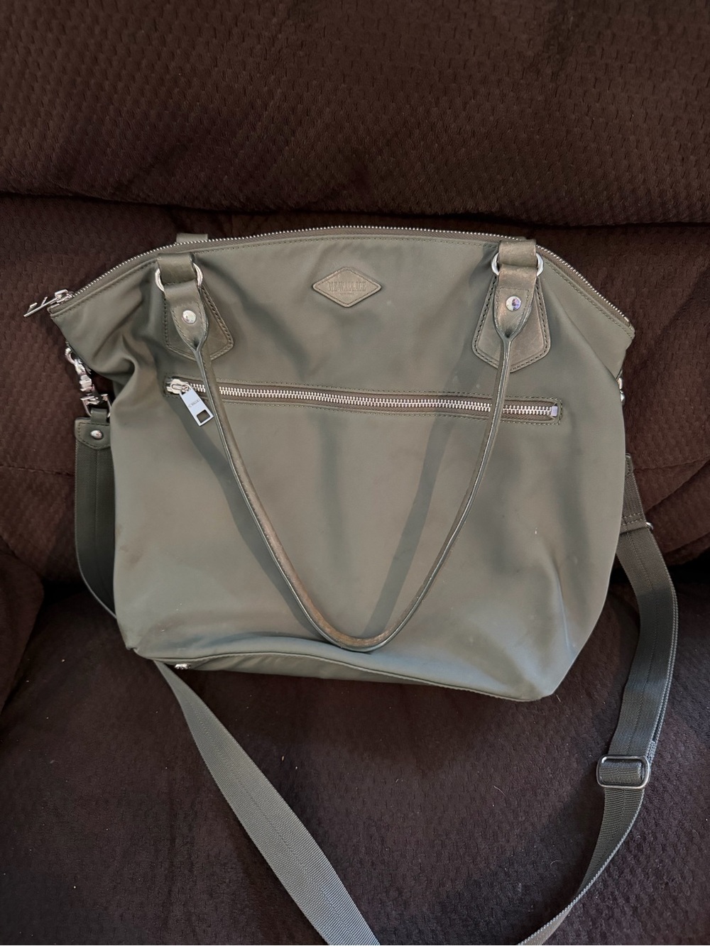 MZ Wallace Chelsea Tote Shoulder Crossbody Bag Nylon/Leather Strap Stainless